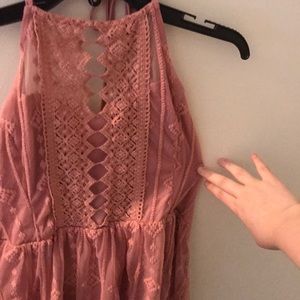 Lace tie up backless tank top/blouse